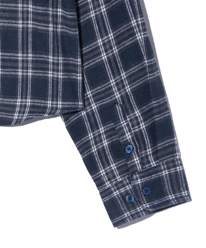 VIVABROWN 85-Viva097 Fuse Crop Long Sleeve Check Shirt Navy