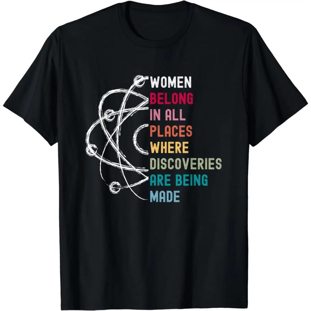 

Women Belong in Science, Feminist and STEM Girls Empowerment T-Shirt Shirts for Women Y2k Top S бежевый