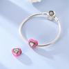 Original Charmscopper Cute Pink Heart-Shaped Cat Paw Beads Fit Charms Platabracelets For Women Jewelry Making Gifts