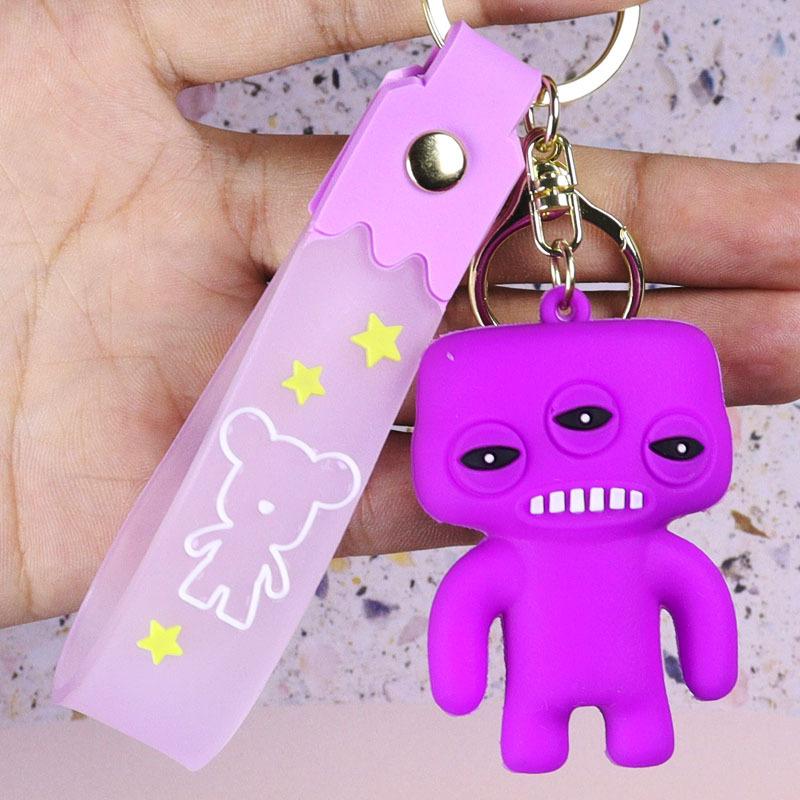 Ugly Cute Funny Tooth Monster Keychain Plush Doll Creative Backpack Pendant Ornament Lovely Small Figure Toy