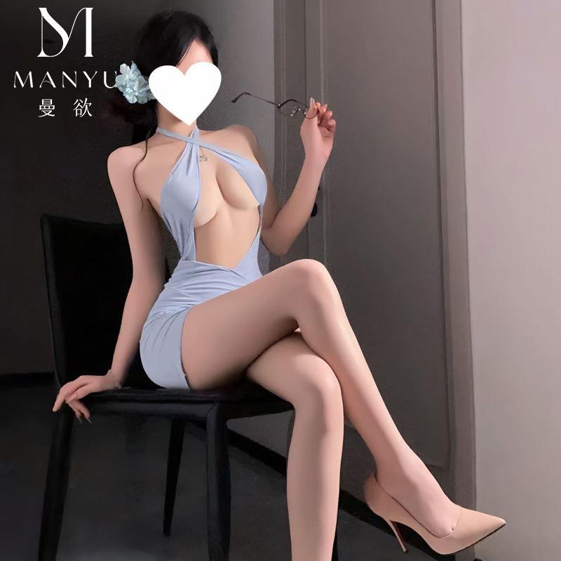 Open chest seduction dress pajamas passion fun underwear sexy perspective hip wrap secretary uniform sexy backless