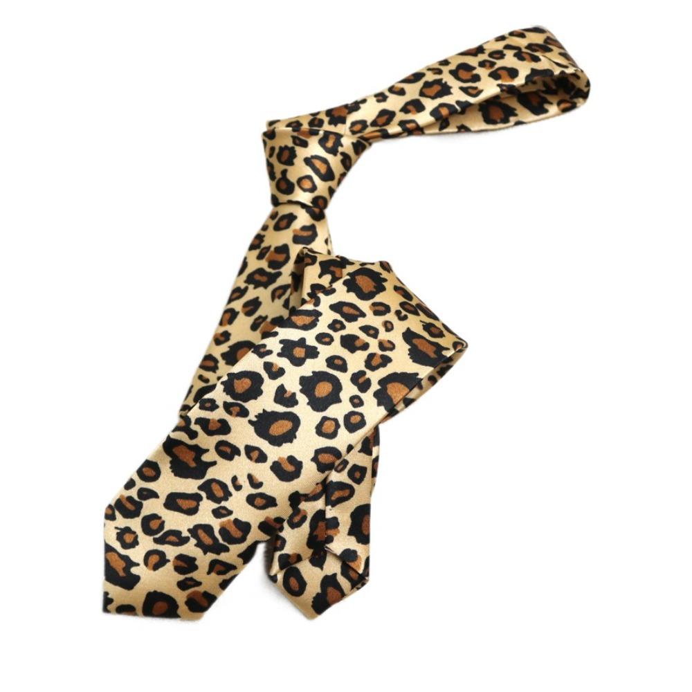 Trendige Gestreifte Krawatte 5 cm Breit Schmale Krawatte Retro Leopardenmuster Krawatte Tägliche Kleidung