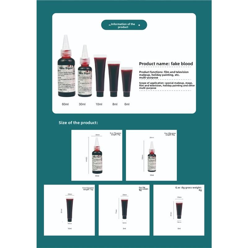 2-Pack 60ml Realistic Fake Blood - Premium Formula for Halloween, Vampiro Simulação, Cosplay, Kids Costume & Film Use