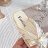 Summer New Kids Slippers for Girls Anti-slippery Sole Toddler Beach Shoes with Embroidered Floral Bowknot Princess Vacation Wear