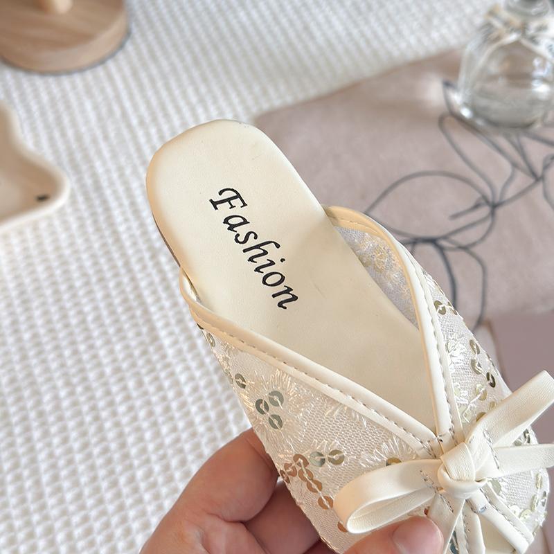 Summer New Kids Slippers for Girls Anti-slippery Sole Toddler Beach Shoes with Embroidered Floral Bowknot Princess Vacation Wear