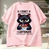 Funny Coffee Loving Cat Vintage Men's T-shirt Fun Quirky Style Humor Animal Graphic Unisex Trend Hip Hop Streetwear Tee Shirts