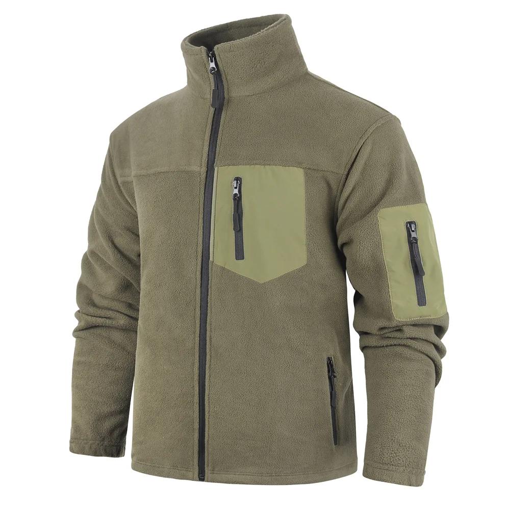 

Мужская зимняя куртка из флиса с воротником-стойкой, теплая куртка для мужчин, облегающая куртка для кемпинга, скалолазания, лоскутное пальто для мужчин, зимняя куртка XXL зелёный