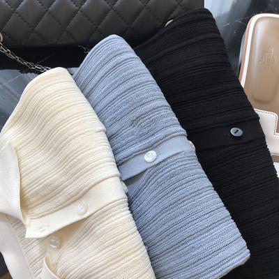 Summer Linen Tencel Breathable Cool French Polo Lapel Thin Knitted Shirt Women