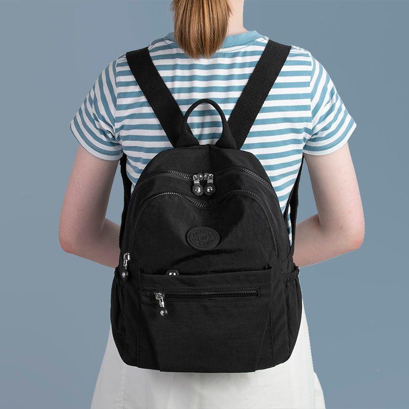 

Women s Backpack Casual Pure Color Zipped Interlayer Small Size Black