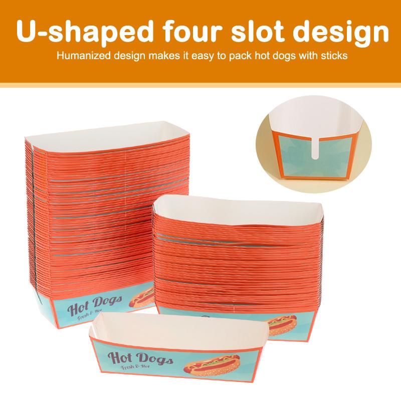 100 sztuk Pudełko do pakowania hot-dogów bez składania Papierowe Jednorazowe Naczynia Imprezowe Taca do serwowania jedzenia Dla Firm Cateringowych Pudełka Cateringowe