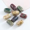 5PCS Flower Carving Glaze Transformation Ceramics Barrel Beads Loose Spacer Beads for Jewelry Making DIY Bracelet Accessories