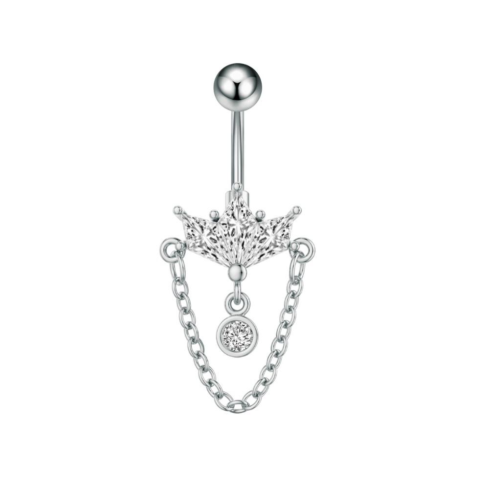 Elegant Gem Navel Piercing Copper Shiny Body Jewelry Crystal Ball Belly Button Rings  Accessories