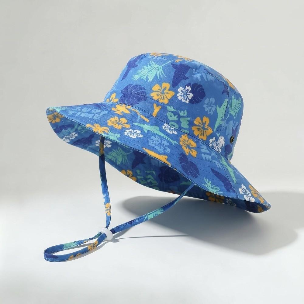 Cute Adjustable Kids Sun Hat Breathable Wide Brim Kids Bucket Hat UV Protection Cartoon Printing Beach Hats Summer