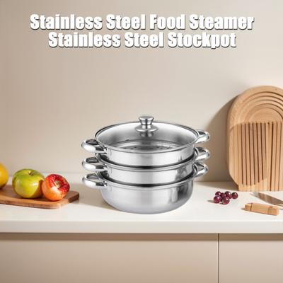 Stainless Steel 3 Tier Steamer Pot Set with Lid Food Steamer Stackable Food