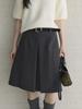 Xu Man Retro Korean Pleated Wool Midi Skirt for Women