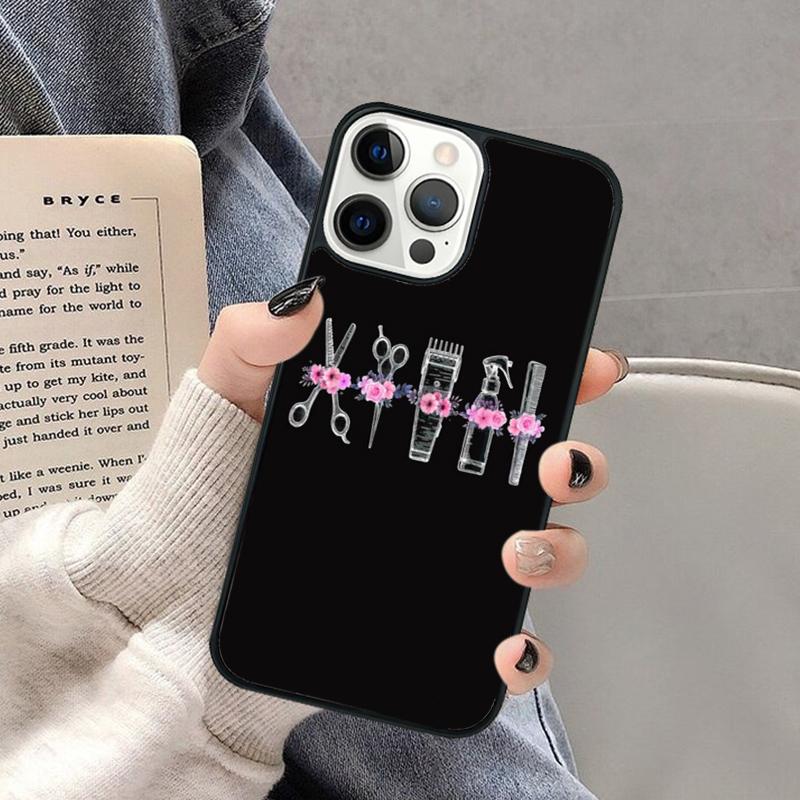 Barber Pole Scissor Comb Razor Phone Case for iPhone 17 Air 16 16e 15 Plus for Apple 13 11 12 14 Pro Max Cover coque