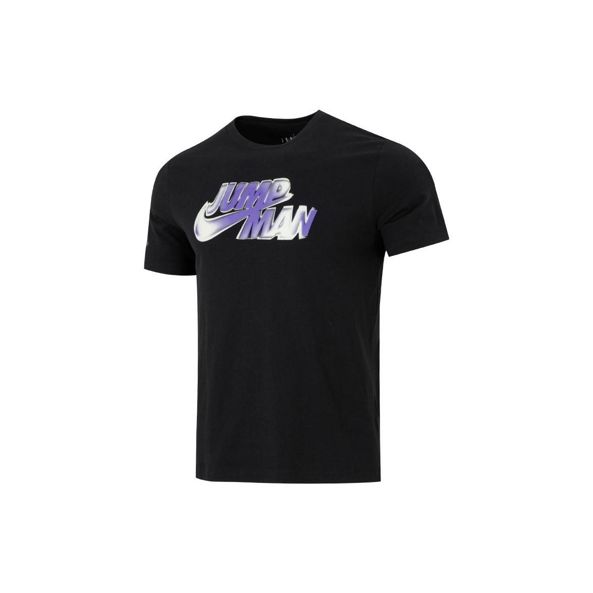 Air Jordan Alphabet Large Logo Pattern Printing Round Neck Casual Short Sleeve Black Men s DM1449-010 S