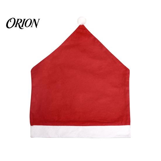 Elastic Non-woven Chair Protectors Christmas Cover, Red Santa Hat Dining Slipcover, Holiday Back Decorations Cover with Pom for Xmas Kitchen
