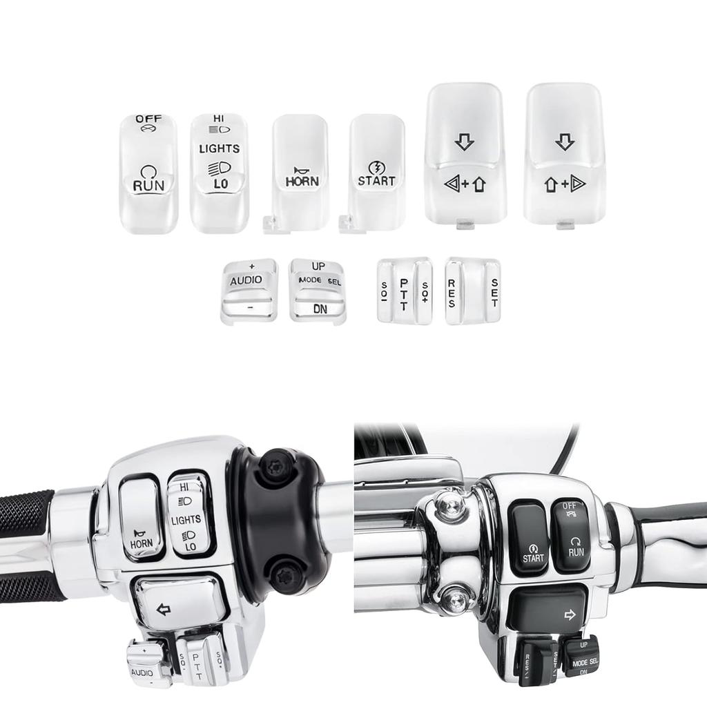 Chrome Hand Control Switch Housing Switch Cap Kit Compatible for Harley Davidson Touring Electra Road Glide Road King Tri Glide Ultra FLHTCU FLTR
