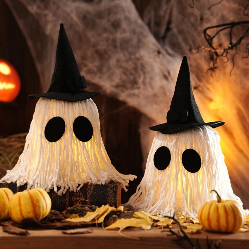 with Hat Specter Ornaments LED Mop Head Desktop Decoration Halloween Hanging Ghost Light  Study
