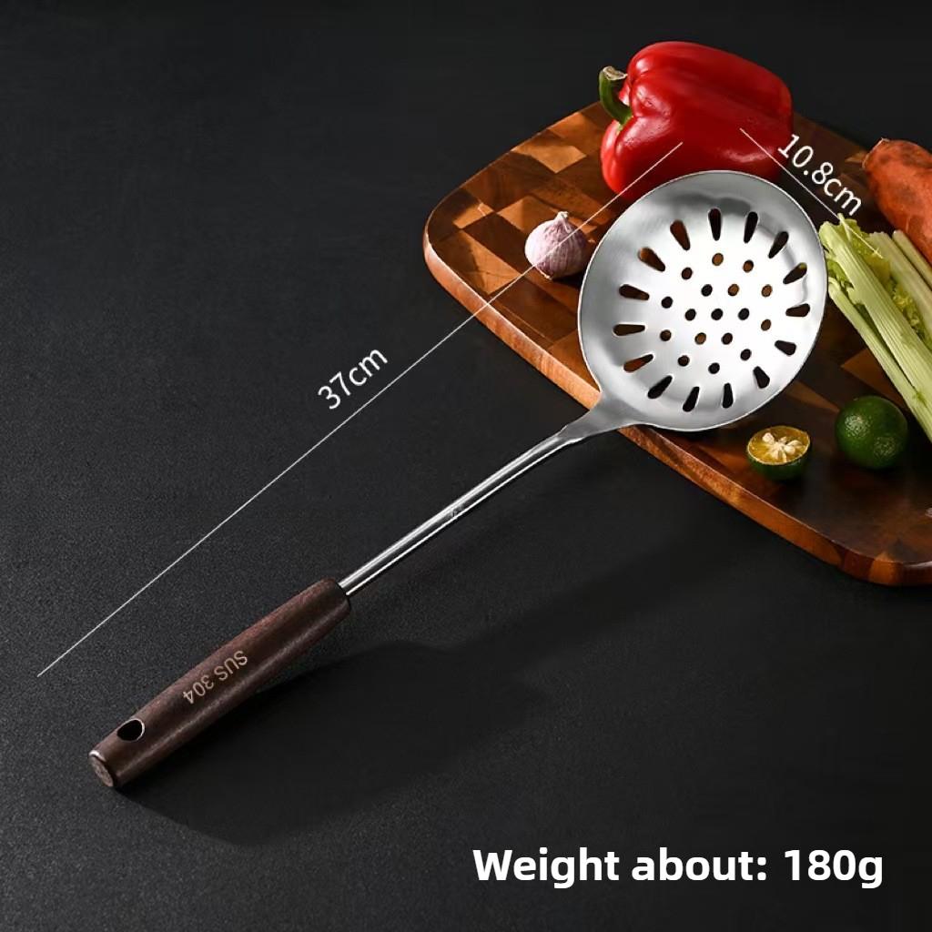 304 Stainless Steel Spatula Household Wooden Handle Utensils High Temperature Colander Shovel Kitchen Utensils Set Spoon Kitchen Utensils