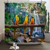 Birds Parrot Printing Shower Curtains Bathroom Curtain Bathtub Decoration Waterproof Polyester Bath Curtain Home with Hooks