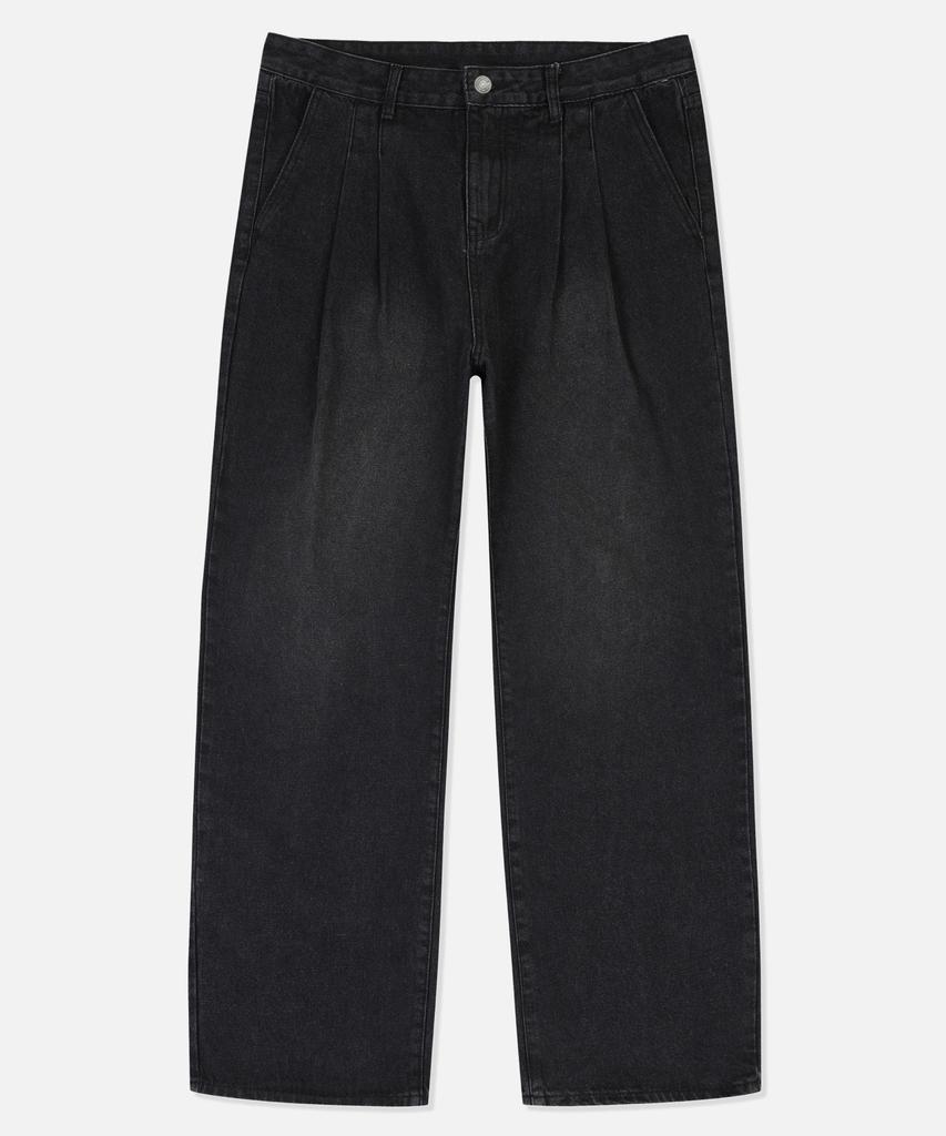 GROOVE RHYME Front Pintuck Washed Wide Denim Pants - 4 Colors