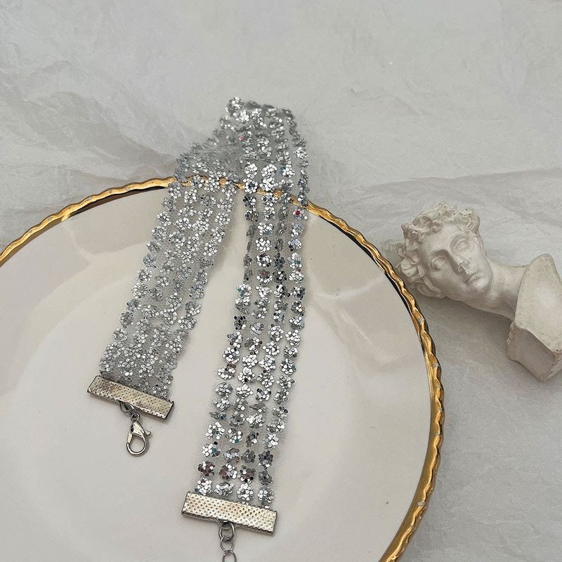 

X21 Gold Sexy and Invisible Choker Neck Necklace A Silver Four-Layer Handmade Necklace