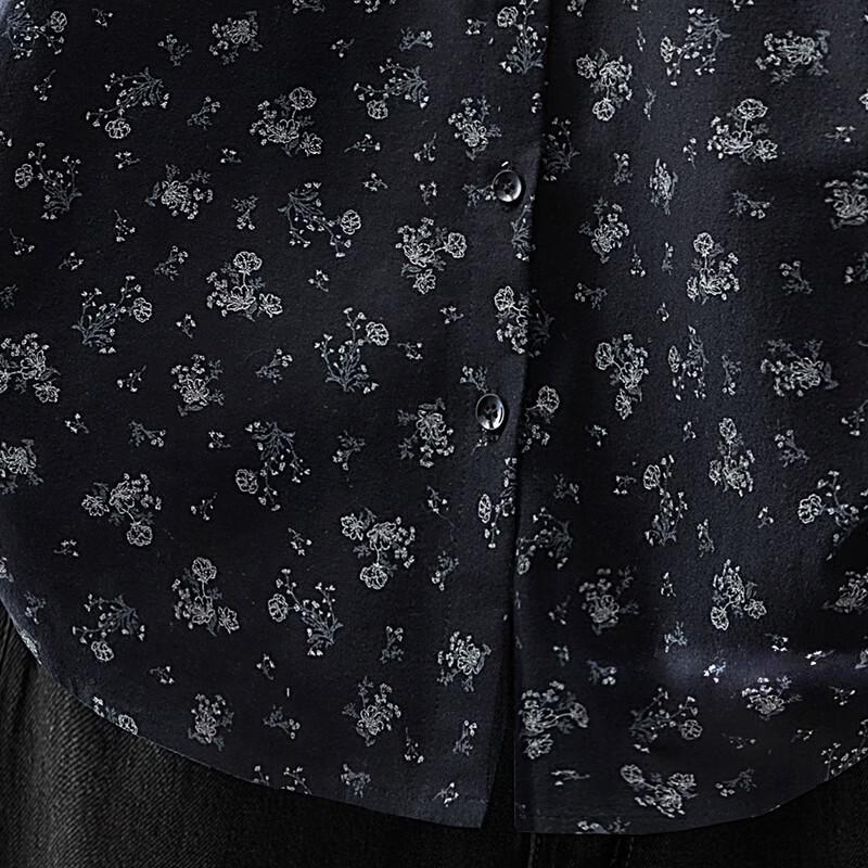 Women's Retro Floral Lapel Long Sleeve Shirt