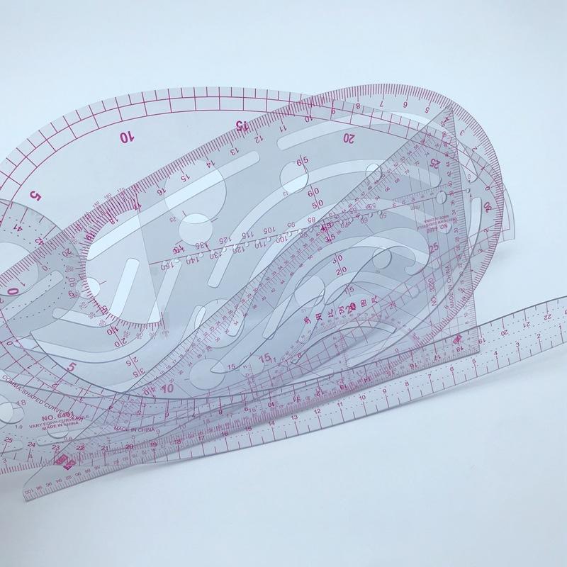 4Pcs/Set Fashion Sewing Ruler Metric Ruler Curve Pattern Classification Painted Icon Ruler Measurement Template