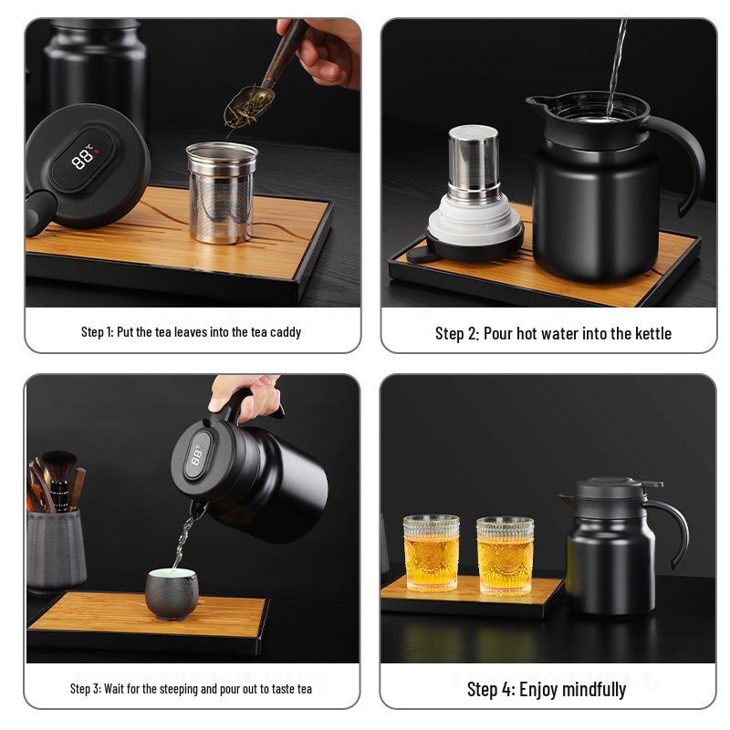Large Capacity Smart Insulated Tea Brewer - 304 Stainless Steel Stewing Pot for Home or Office Use