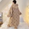 Women's Thick Flannel Hooded Robe & Pants Set