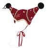Holiday Photo Booth Decorations Christmas Jester Hat, Velvet Star Clown Hat with Gold Trim Pom Retro Style Performance Headpiece Poms, Adjustable Tie,