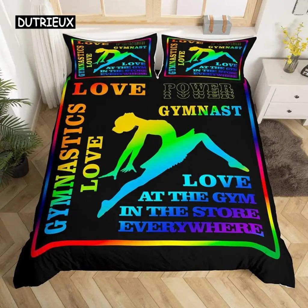 Ballett Bettwäsche Set Liebe Gymnastik Bettwäsche Set Polyester Tänzer Musikalische Decke Abdeckung