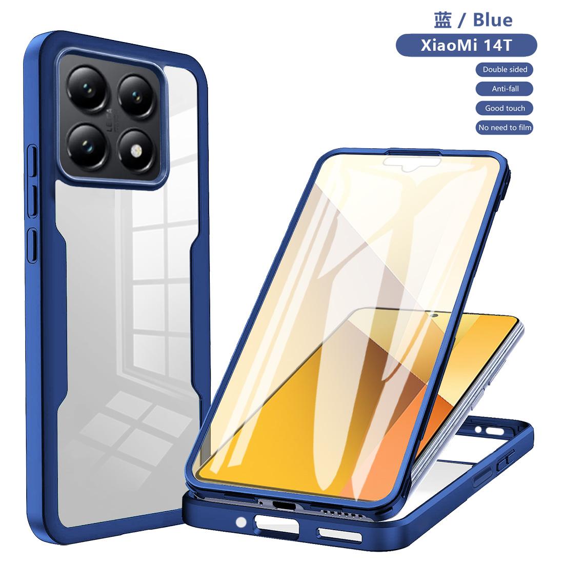 

360 Полный корпус телефона чехол для Xiaomi Mi 14T Pro mi14T Встроенный защитный чехол для экрана для Xiaomi 14 Ультра Жесткий Противоударный чехол Xiaomi Mi 14T Pro синий