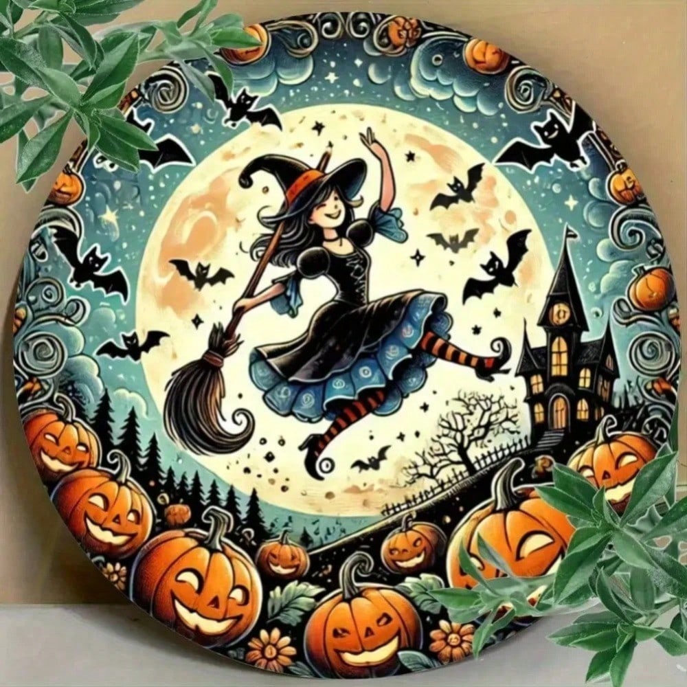 

Gothic Witch Iron Wall Art Vintage Halloween Home Decor Metal Hanging Ornament For Indoor Outdoor Living Room 20x20 разноцветный