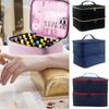 Nail Polish Organizer Bag Storage Case with Handle for Nail Tech Double Layer Carrying Bag Holds 30 Bottles Nail Polish