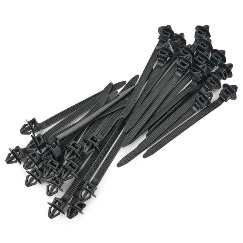 Quick Release Cable Zip Ties Cable Clips for Vehicle Wire Securing Easy Installation Nylon Fasteners Black