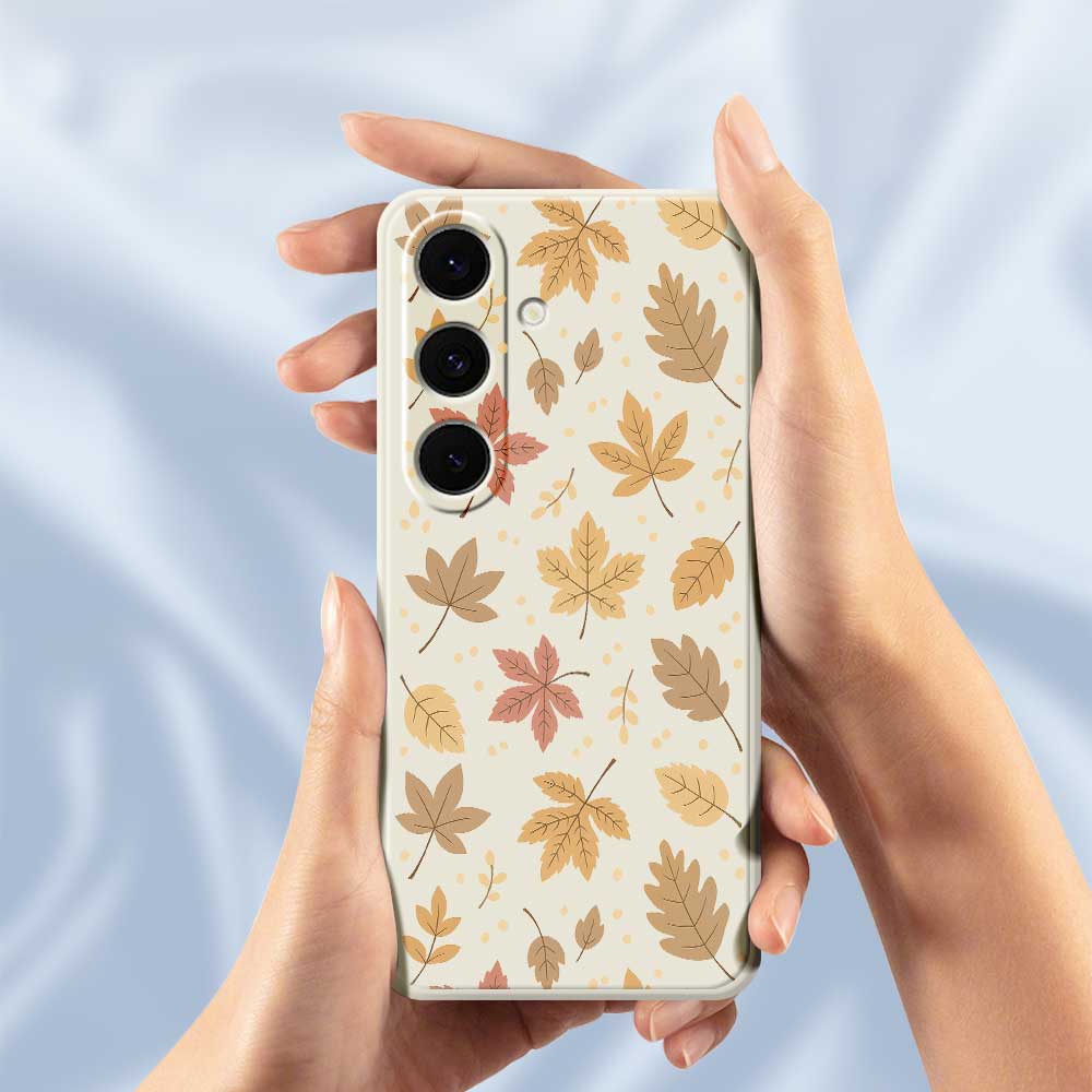 For Samsung Galaxy S24 FE Case Leaves Pattern Printing Straight Edge TPU Phone Back Cover