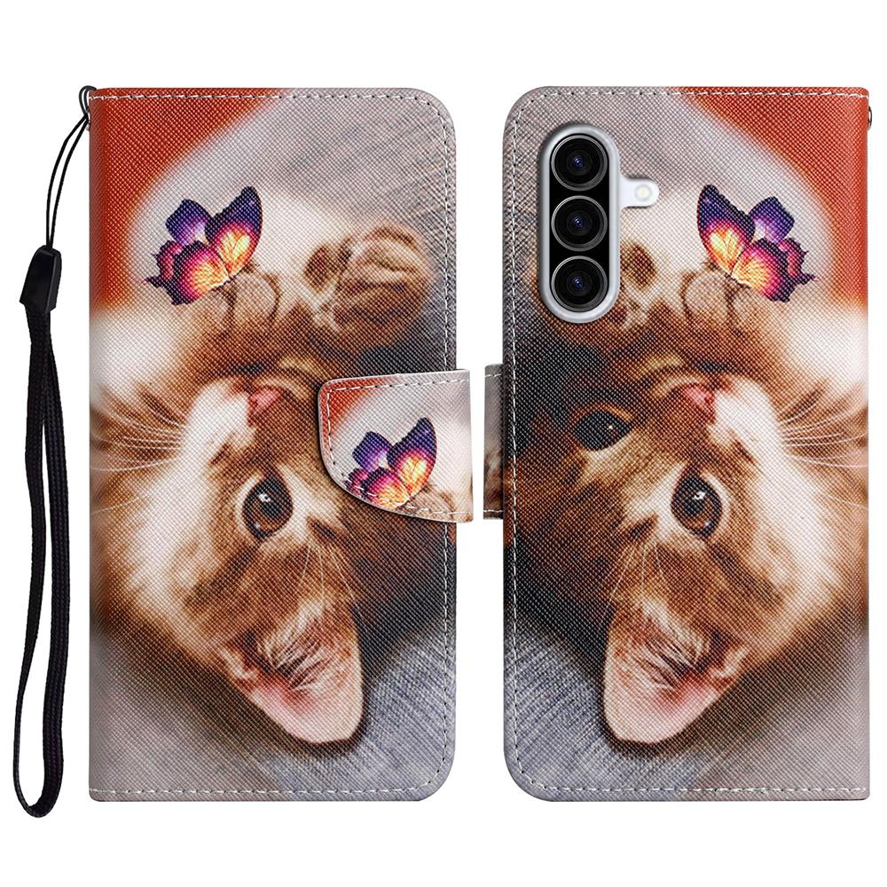 For Samsung Galaxy A37 5G Case Pattern Printing Protective Leather Folio Phone Cover with Wrist Strap