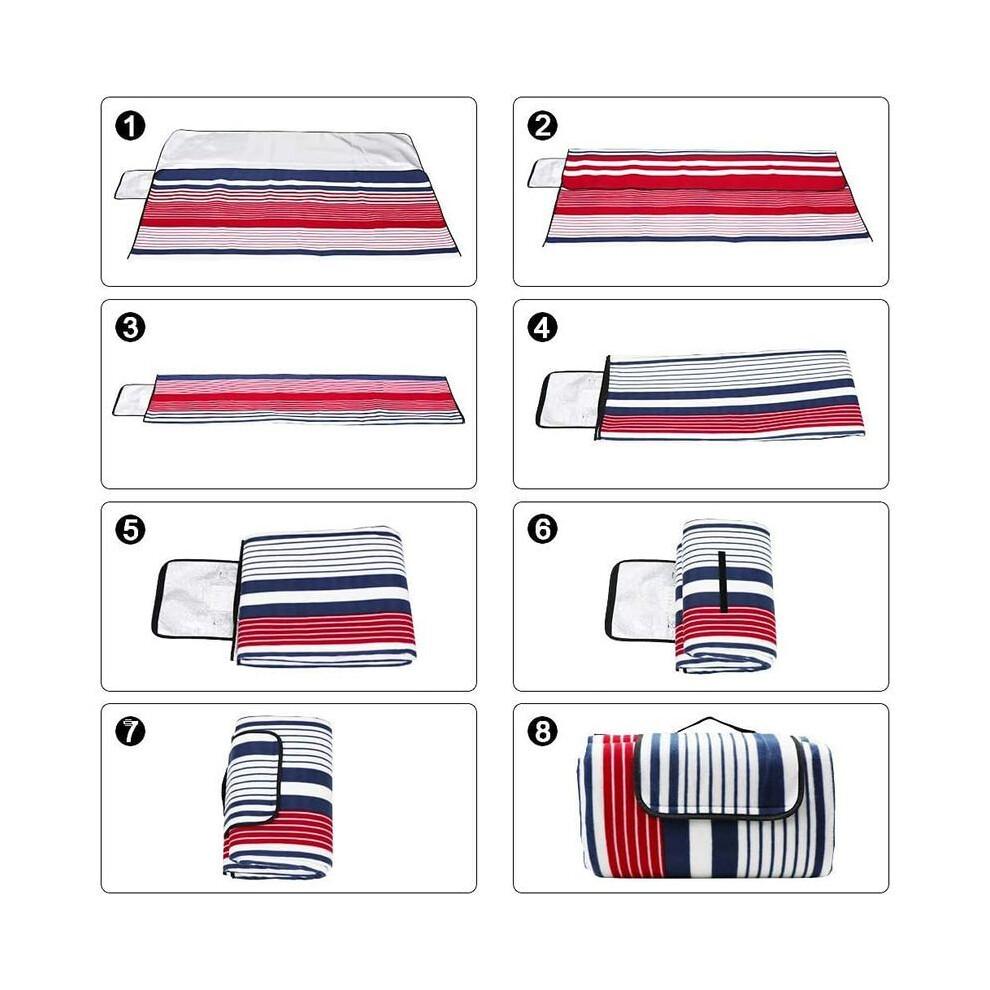 200x200cm Thickened Picnic Mat, Waterproof Large Portable Fleece Beach Blanket for Outdoor Camping BBQ Summer