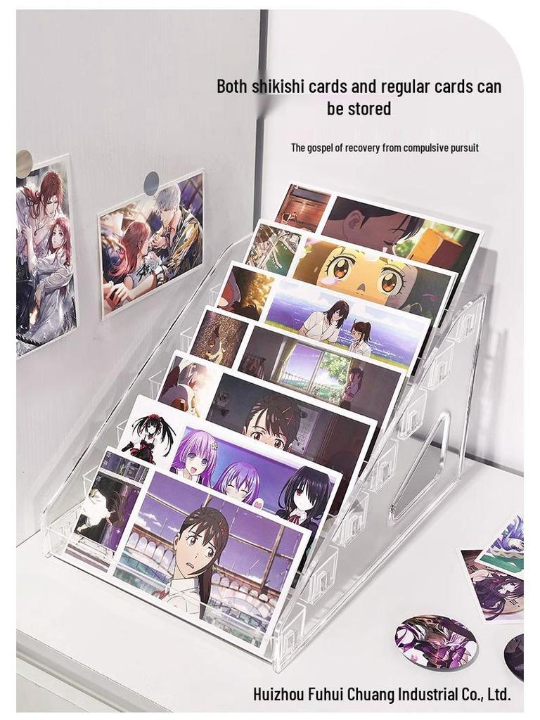 Acrylic Badge Display Stand with Transparent Tiered Shelves for Desktop Badge Storage