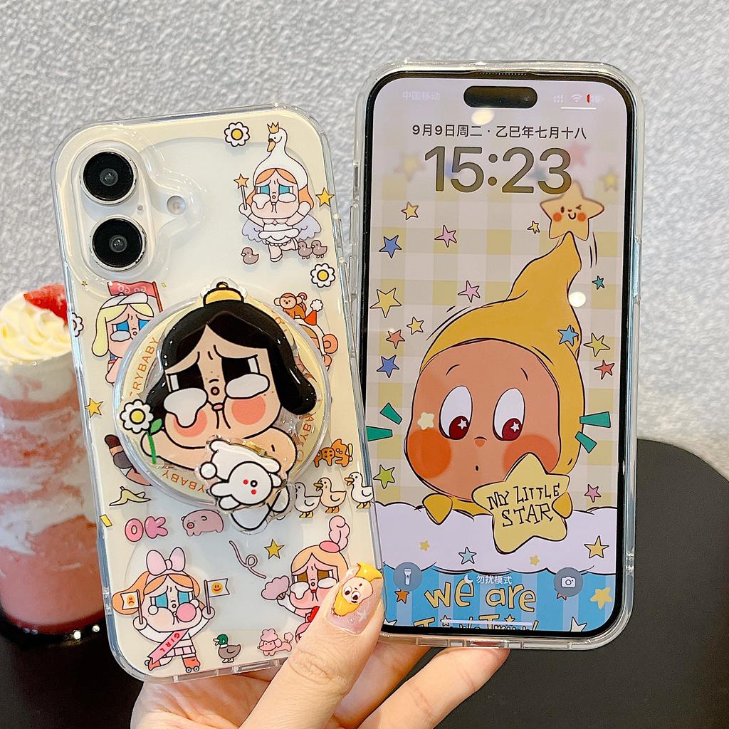 Cute Cartoon Magnetic Case For iPhone 17 16 Pro 15 14 Pro Max Cover with Stand Holder Magsafe Cases for iPhone 17Pro