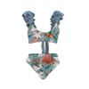 Retro Print Three-Piece Bikini Set - European & American Style