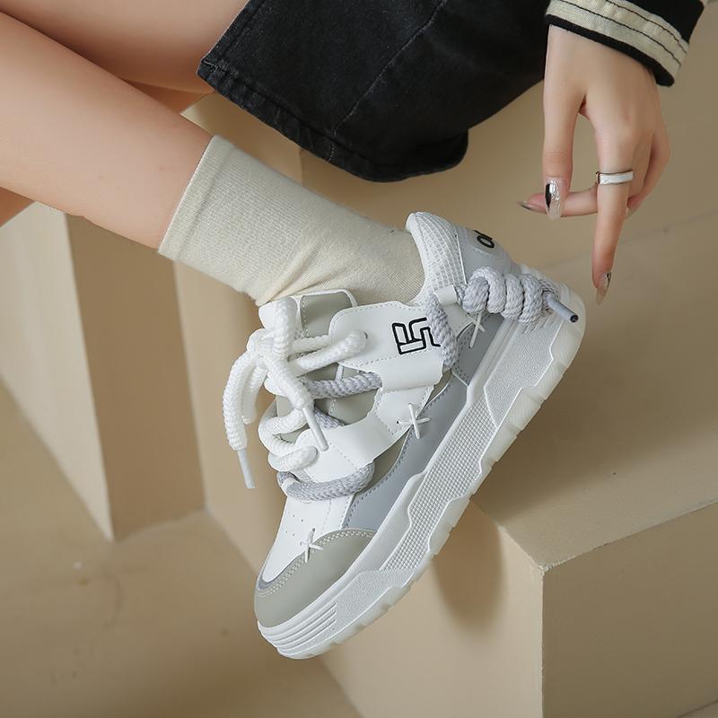 Nowe Damskie Buty Moda Sneakersy na Platformie Panie Wiosenne Płaskie Buty na Grubej Podeszwie Codzienne Buty do Biegania dla Kobiety