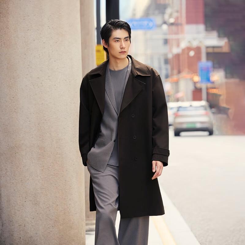 JACK&JONES Men's Double-Breasted Long Autumn Jacket