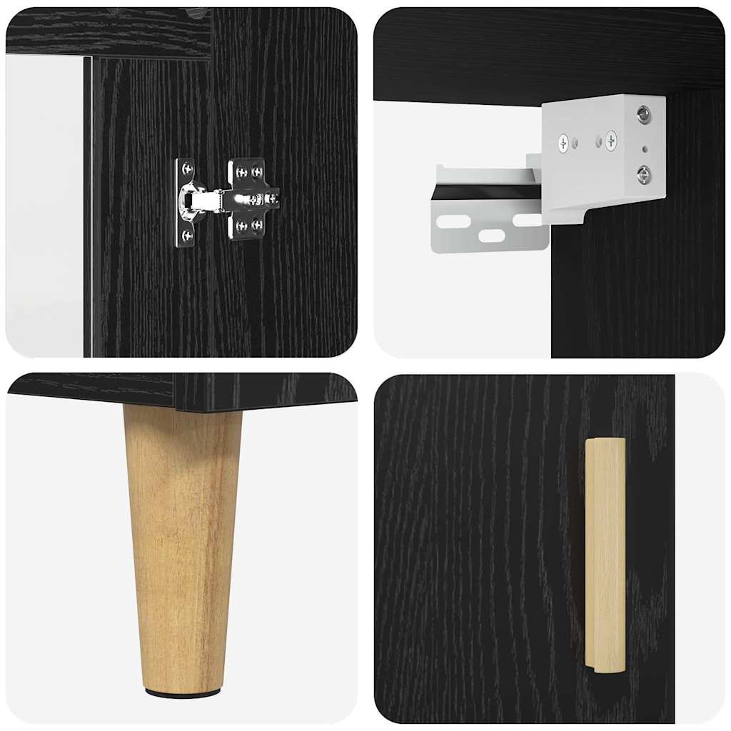 Highboard in Black Oak Look 69.5 x 34 x 180 cm Engineered Wood