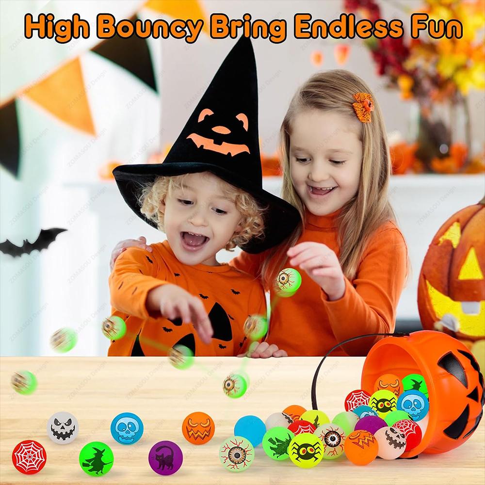 200-1Pcs Halloween Glow In The Dark Bouncing Balls Eyeball Toy Kids Halloween Theme Glowing Bouncy Balls For Kid Birthday