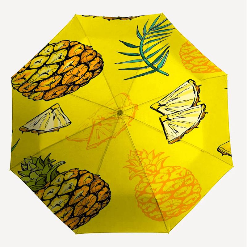 1pc Pineapple Fruit Automatic Open/Close Umbrella Compact Folding Umbrella with 8-Rib Shaft for Women/Men, Elegant Birthday1139S