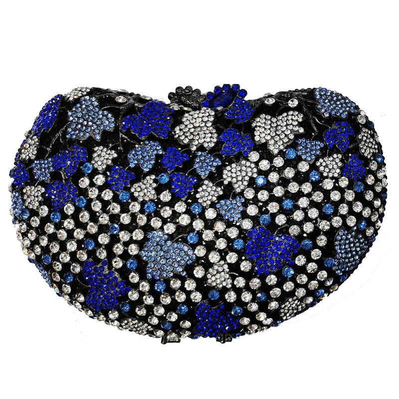 

Diamond Evening Clutches Heart Shape Flower Handbags Luxury Women’s New White/Gold/Silver Crystal Wedding Purses Bridal Bags 18cmX12cmX6cm
